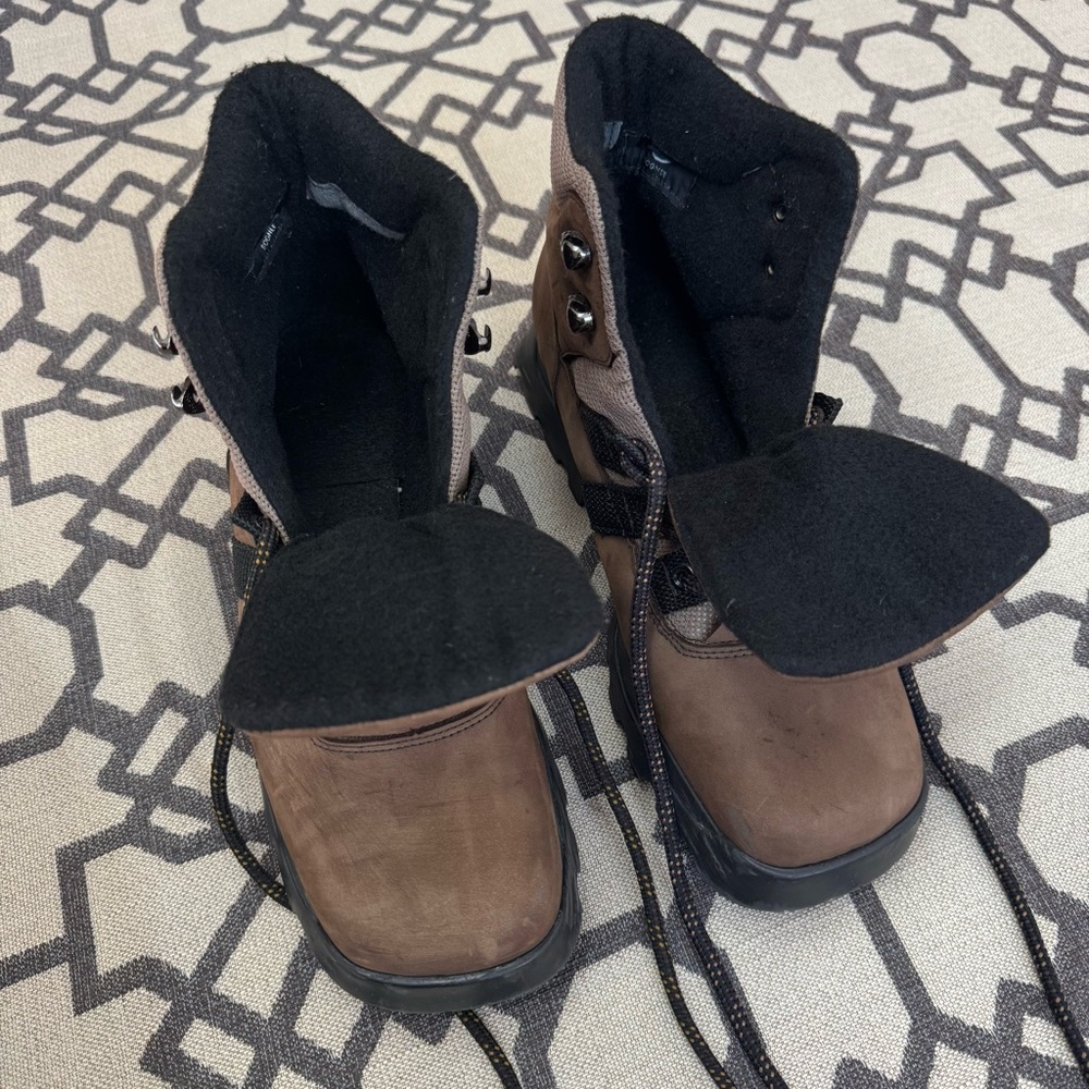 Bogner Square Toe Hiking Ski Boots Brown Nubuck Suede Textile Rubber Sole Sz 40 - Picture 4 of 17